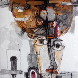 A semi-abstract painting with abstract face.
