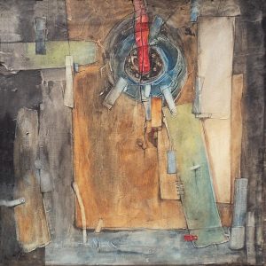 Abstract composition with mixed materials.