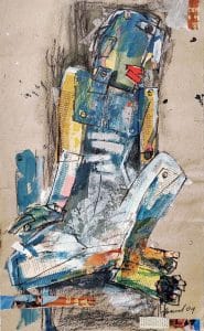 Abstract figure with vibrant colors.